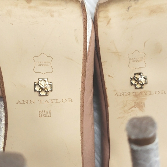 Ann Taylor 2 tone platform pumps 8.5 snakeskin tan D'Orsay - Picture 8 of 8